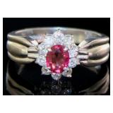 Platinum Natural Ruby & Diamond Ring