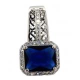 Brilliant Cushion Blue & White Sapphire Pendant