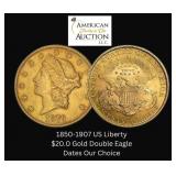 1850-1907 Liberty Head $20.00 Gold Double Eagle