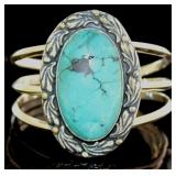 Natural Large Cabochon Turquoise Cuff Bracelet