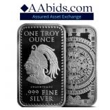 1 oz Silver Aztec Calendar Bar .999 Silver