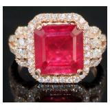 14kt Gold 6.06 ct Ruby & Diamond Ring