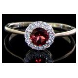 Genuine Garnet Halo Designer Ring