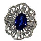 14kt Gold 4.04 ct Sapphire & Diamond Ring