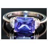 Radiant Cut 3.55 ct Tanzanite & Diamond Ring