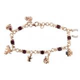 Genuine Garnet Rose Charm Bracelet