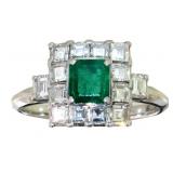 Platinum 1.47ct Natural Emerald & VVS Diamond Ring