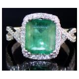 14kt Gold 3.32 ct GIA Emerald & Diamond Ring