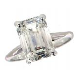 14k Gold 3.15 ct Emerald Cut Lab Diamond Ring