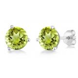 Natural 3.44 ct Green Peridot Stud Earrings