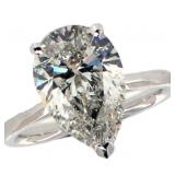 14k Gold 5.02 ct Pear Cut Lab Diamond Ring