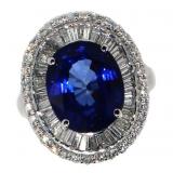 14k Gold 10.60 ct Oval Sapphire & Diamond Ring