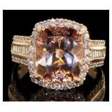 14kt Rose Gold 5.31 ct Morganite & Diamond Ring