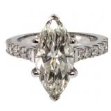 14k Gold 4.37 ct Marquise Cut Lab Diamond Ring