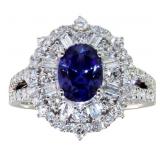 Oval 2.70 ct Tanzanite & VS Lab Diamond Ring