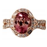 14kt Gold 2.58 ct Pink Tourmaline & Diamond Ring