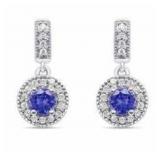 Round Natural Tanzanite Dangle Earrings