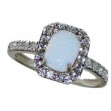 Beautiful Opal & White Sapphire Ring