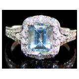 14k Gold 2.70 ct Natural Aquamarine & Diamond Ring