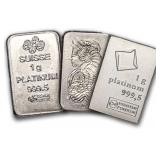 1 Gram - .999 Platinum Bullion Bar (Our Choice)