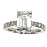 14kt Gold 3.55 ct Emerald Cut Lab Diamond Ring