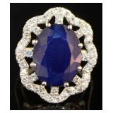 14kt Gold 14.08 ct GIA Sapphire & Diamond Ring