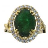 14kt Gold 5.15 ct GIA Emerald & Diamond Ring