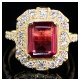 Emerald Cut 4.03 ct Ruby & Diamond Ring