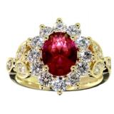 Oval 2.92 ct Ruby & VS Lab Diamond Ring