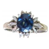 Platinum 2.14 ct Natural Sapphire & Diamond Ring