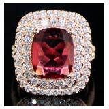 Quality 6.56 ct Ruby & Diamond Double Halo Ring