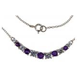 Brilliant Amethyst & White Sapphrie Necklace