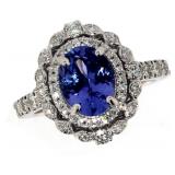 14k Gold 2.56 ct Oval Tanzanite & Diamond Ring