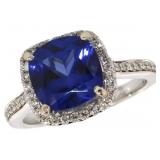 14k Gold 4.19 ct Sapphire & Diamond Ring