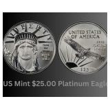 $25.00 American Platinum Eagle Coin