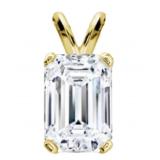 14kt Gold 2.20 ct Emerald Cut Lab Diamond Pendant