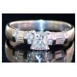 Platinum Natural Princess Cut Diamond Ring