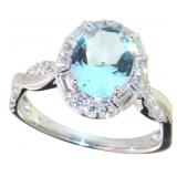 Oval 2.06 ct Aquamarine & Diamond Ring