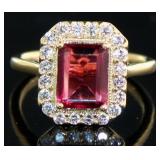 Emerald Cut 3.05 ct Ruby & Diamond Ring