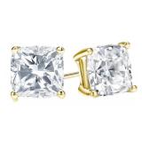 14k Gold 6.00 ct Cushion Cut Lab Diamond Earrings