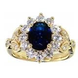 Oval 2.78 ct Sapphire & VS Lab Diamond Ring