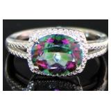 Cushion Cut 4.01 ct Mystic Topaz & Diamond Ring