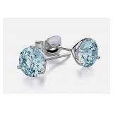 Round 3.20 ct Aquamarine Stud Earrings