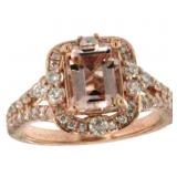 14kt Gold 2.20 ct Natural Morganite & Diamond Ring