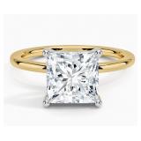 14kt Gold Princess Cut 2.93 ct Lab Diamond Ring