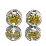 Bezel Set Natural Golden Citrine Stud Earrings