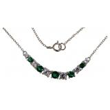 Stunning Emerald & White Sapphire Bar Necklace