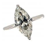 14k Gold 4.93 ct Marquise Cut Lab Diamond Ring