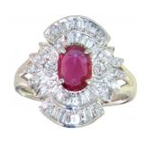 Platinum 1.54 ct Natural Ruby & Diamond Ring