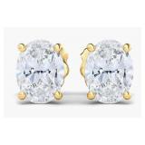 14kt Gold 3.10 ct Oval Cut Lab Diamond Earrings